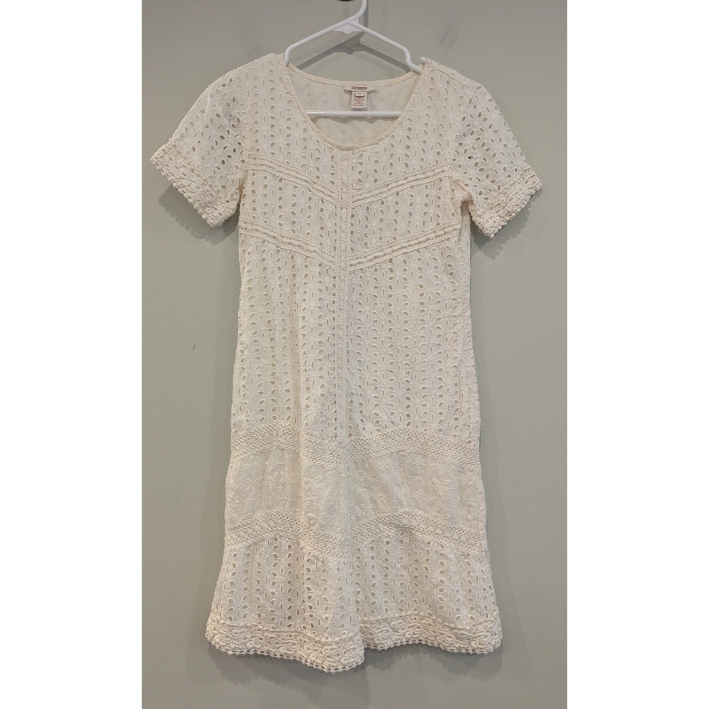 Sundance Catalog Cream Eyelet Embroidery Cotton Dress Size 2 Petite